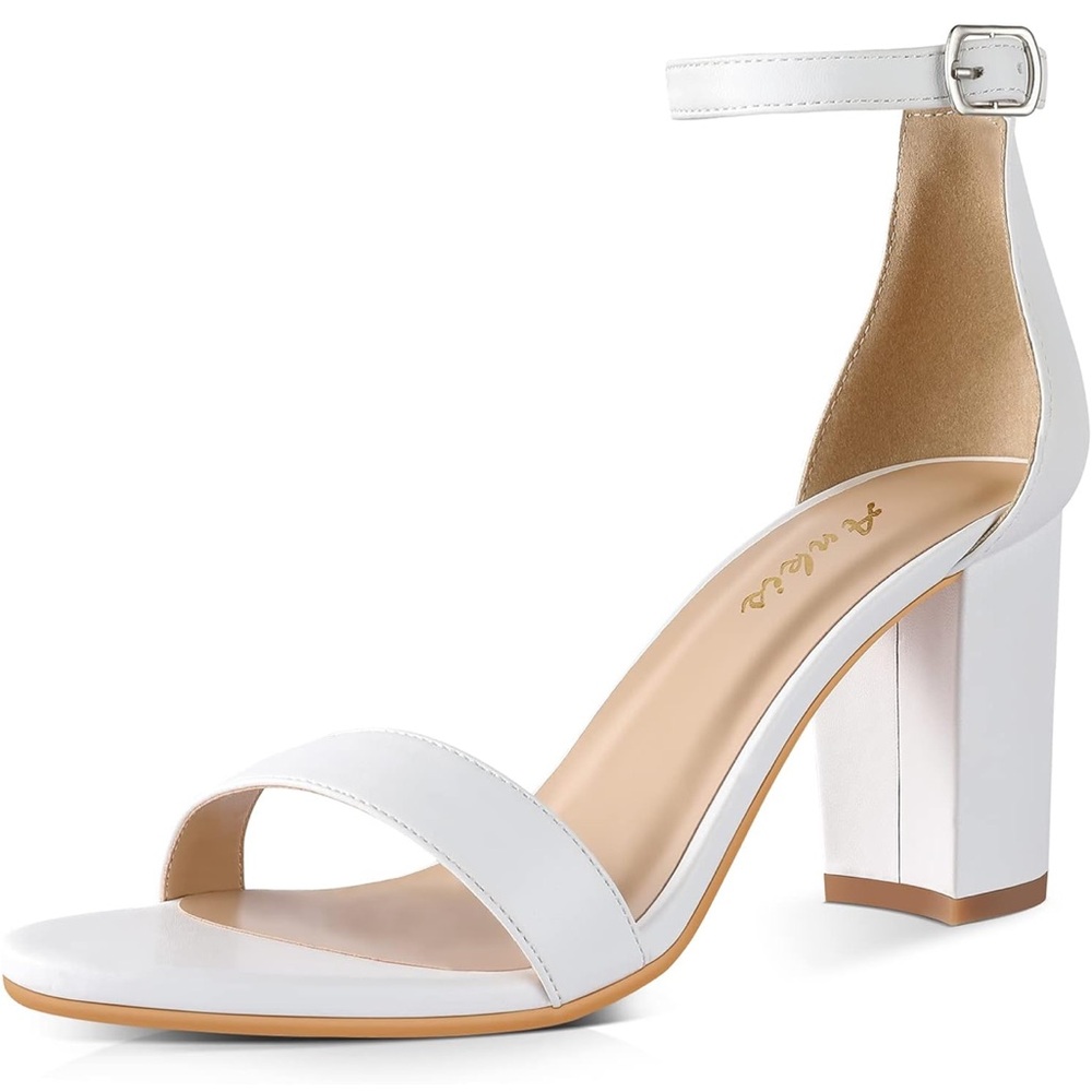 Elegant White Ankle Strap Heels